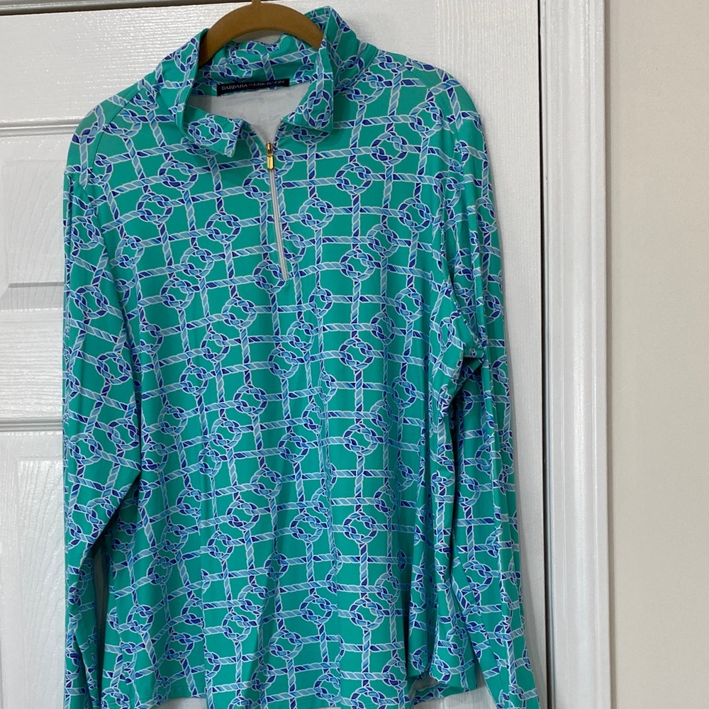 Teal and Purple Patterned Quarter-Zip Pullover